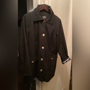 Dennis Basso Water-Resistant Button-Front Jacket with Printed Lining (L)